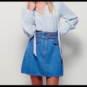 High-Waisted Free People Denim Skirt